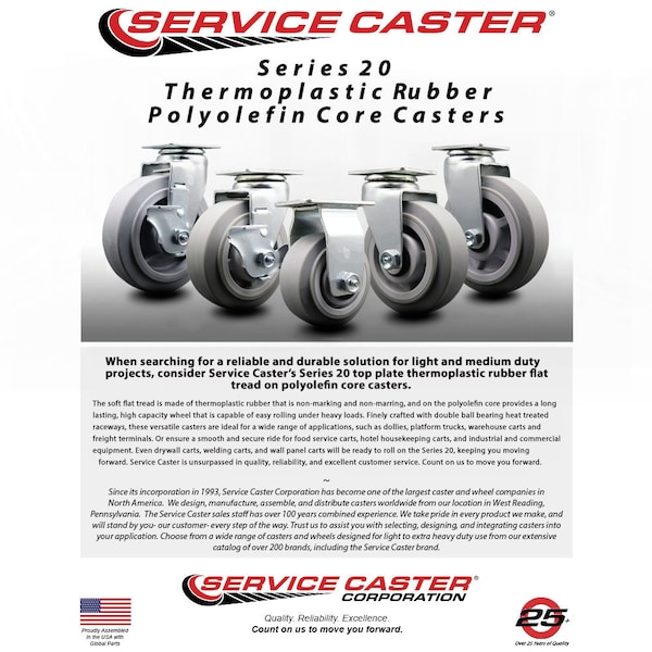 Service Caster 5 Inch Thermoplastic Rubber Wheel Rigid Caster with Roller Bearing SCC SCC-20R520-TPRRF - main